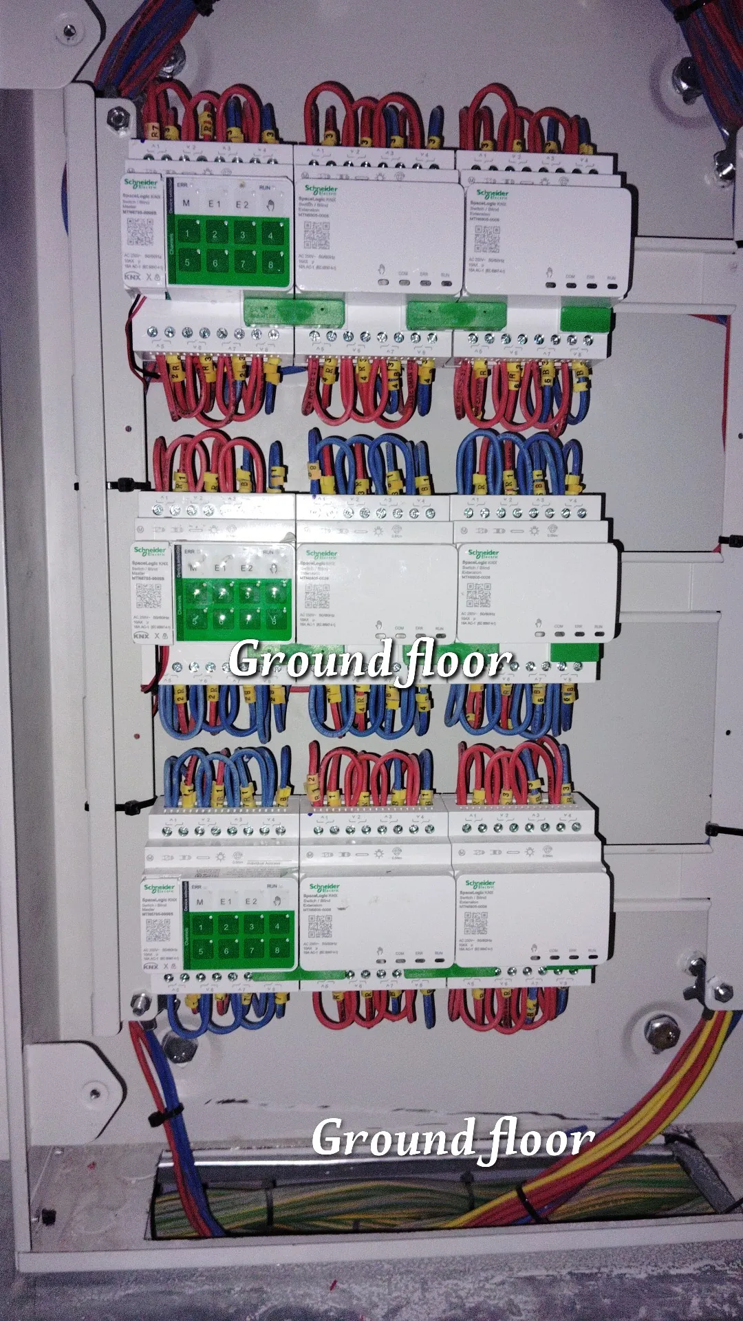 Ground-floor lighting-control panel, fully wired and labelled